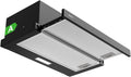 magicplux Hotte aspirante Téléscopique 60 cm Noir, 370 m³/h, Classe A, Éclairage LED, 60/65 dB, Extraction & Recyclage, Filtre à Charbon Inclus