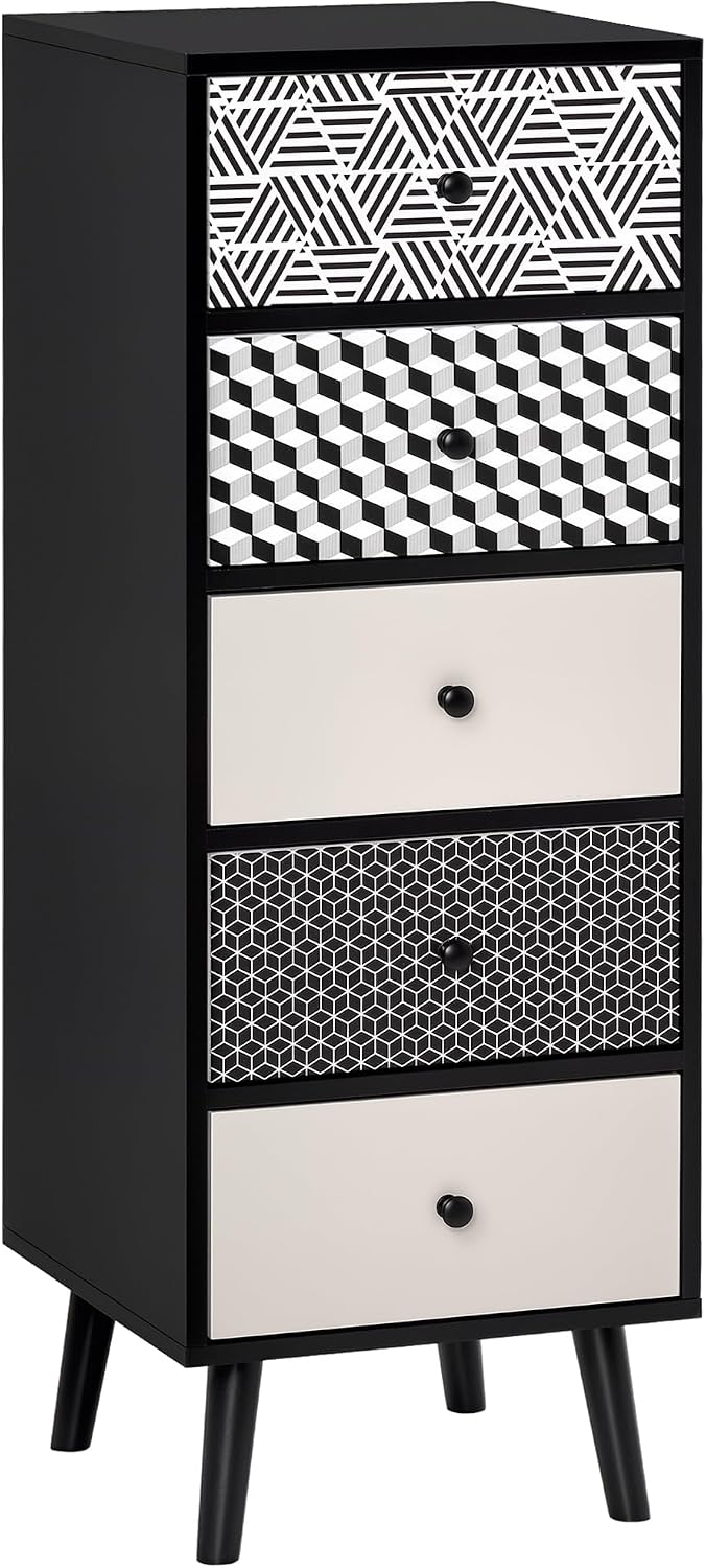 HOMCOM Drawer Chest Commode, Bois d'ingénierie, Noir, 40 x 40 cm