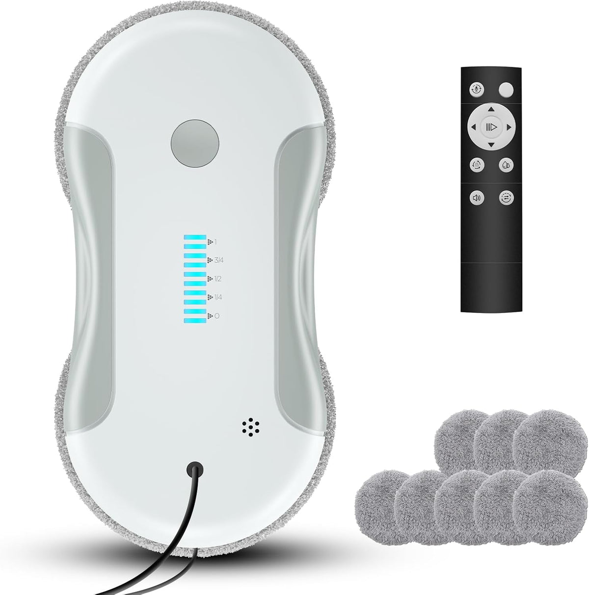 Robot Laveur de Vitre, 5800 Pa Robot Nettoyeur de Vitres Intelligent, Deavec Double Système de Pulvérisation D'eau, Commutation Multilingue