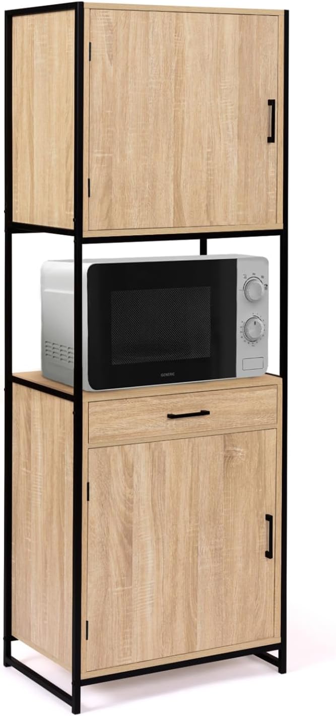 IDMarket - Buffet de Cuisine 60 CM Detroit Meuble 2 Portes Design Industriel + tiroir