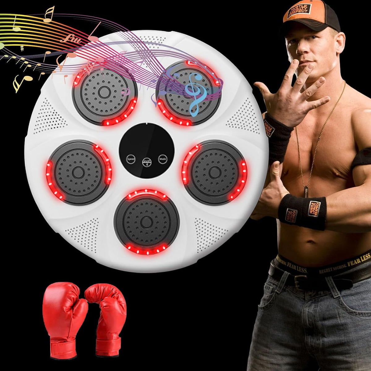 Machine de Boxe Musicale, Cible de Boxe électronique, Connexion Bluetooth, avec lumières LED, pour Exercice de réaction, Fitness d'intérieur