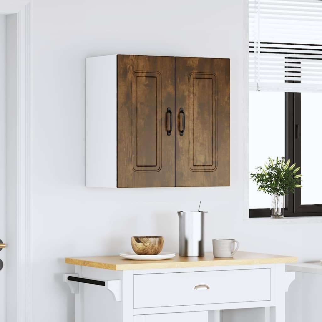 Kalmar Armoire suspendue en bois de chêne fumé - Armoire de cuisine suspendue - Avec portes - Modèle : 1 armoire suspendue (2 portes)