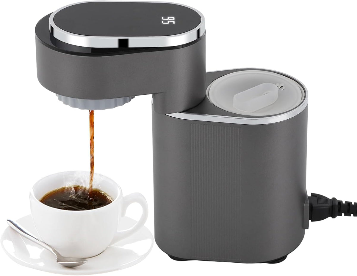Machine à café compacte expresso 600W température réglable 85-95°C grise, Pré-infusion basse pression pour arômes équilibrés