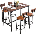 VEVOR Table de Bar Haute et Tabourets, 5 PCS, Ensemble Mange Debout avec 4 Chaises, Surface Rectangulaire Design à Arêtes Arrondies, pour Bureau
