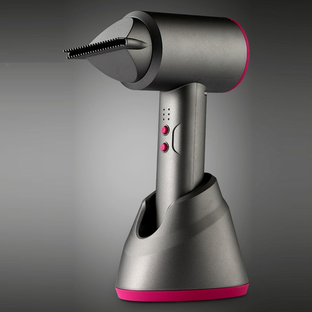 Sèche-Cheveux Portable sans Fil, Mini sèche-Cheveux léger à buse étroite, séchage Rapide 3 Vitesses/Chaud et Froid avec Base de Chargement