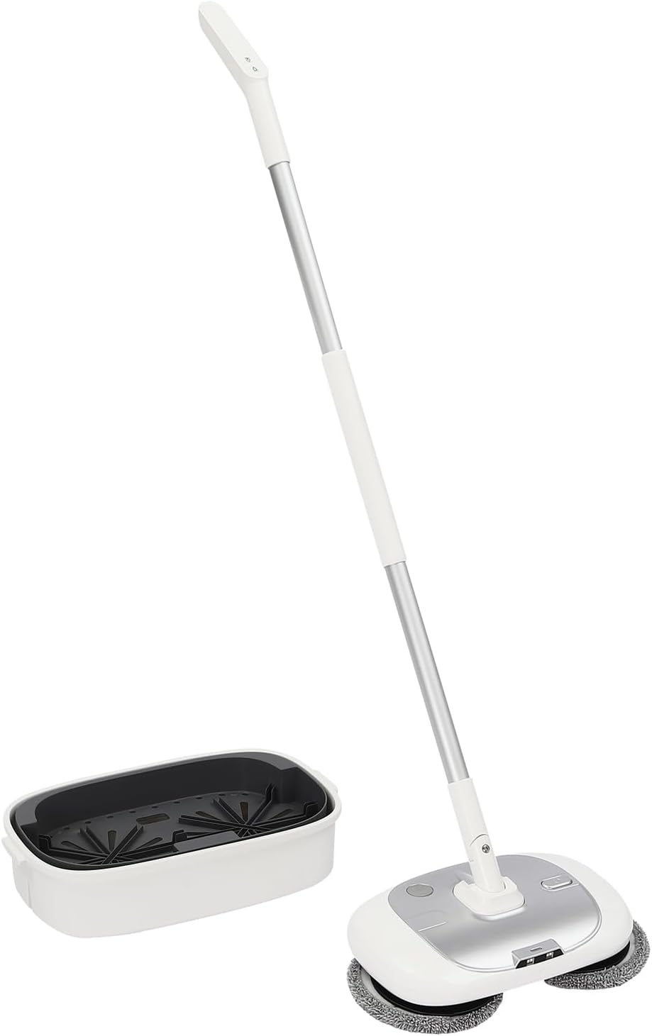 Electrique Sans Fil,40W Électrique Rotatif Vadrouille Avec 4X Chiffons de Nettoyage et Seau pour Carrelages, Aux Sols Durs