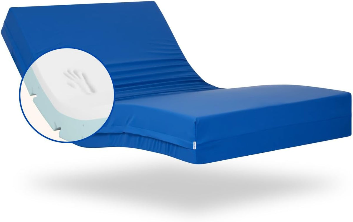Geriafy - Matelas mémoire de forme Professionnal V6 de 20 cm d'épaisseur, Housse Imperméable, Convient pour lits électriques (80x200 cm), Bleu