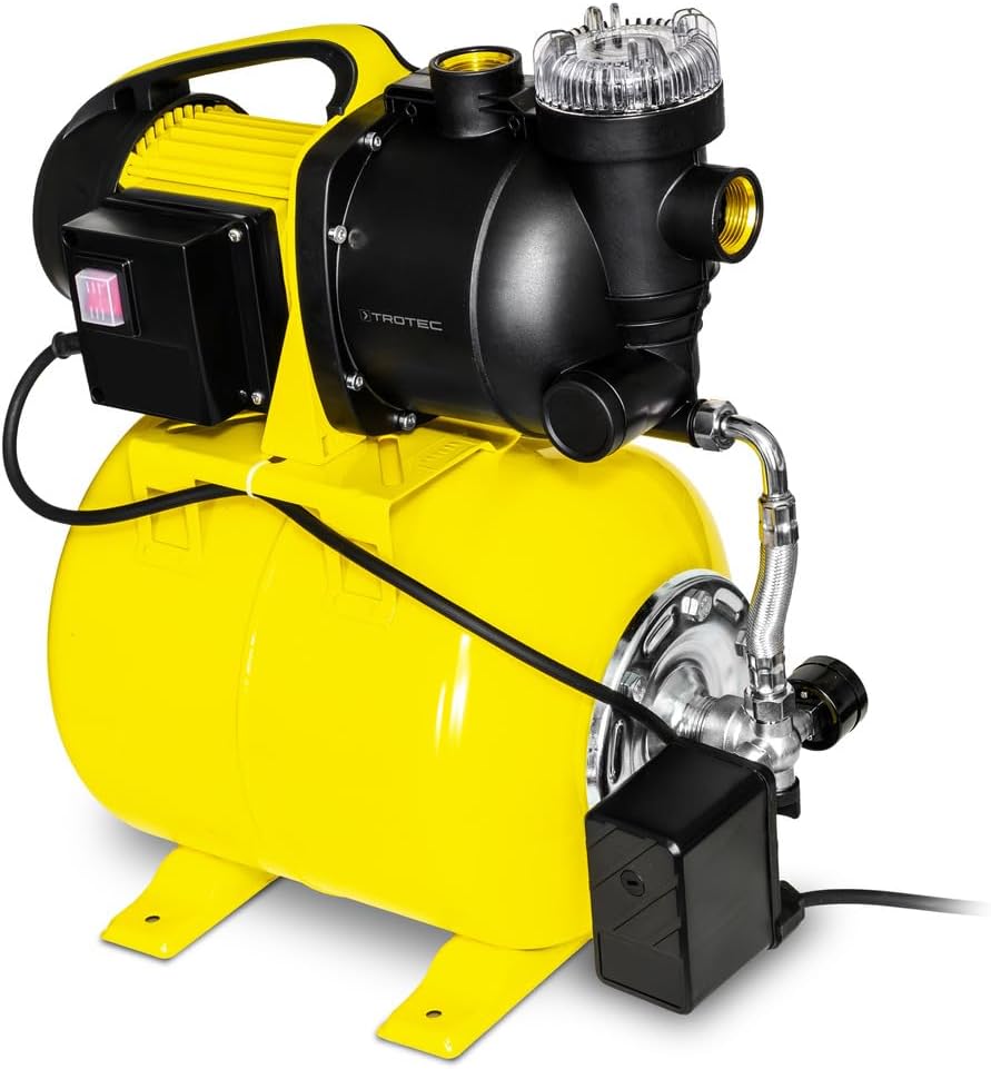 TROTEC Station d'eau domestique TGP 1025 EF - pompe avec préfiltre, débit 3500 l/h, 1000 W, hauteur de refoulement 30 m - économie d'énergie