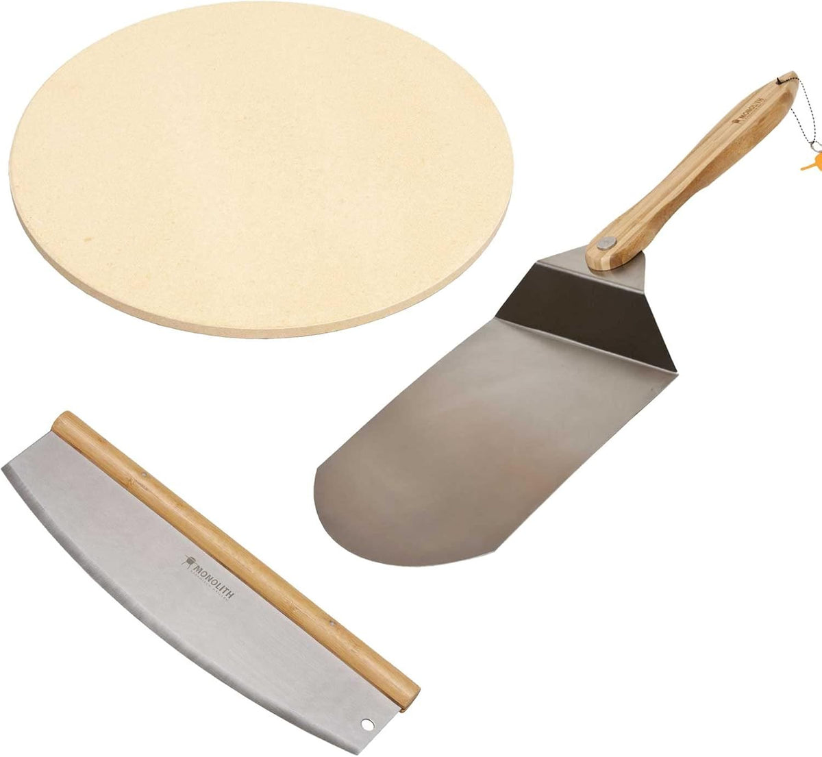 Lochnershop Monolith Set à pizza Classic/Le Chef - Pierre à pizza 38 x 2 cm - Pelle à pizza - Cutter à pizza