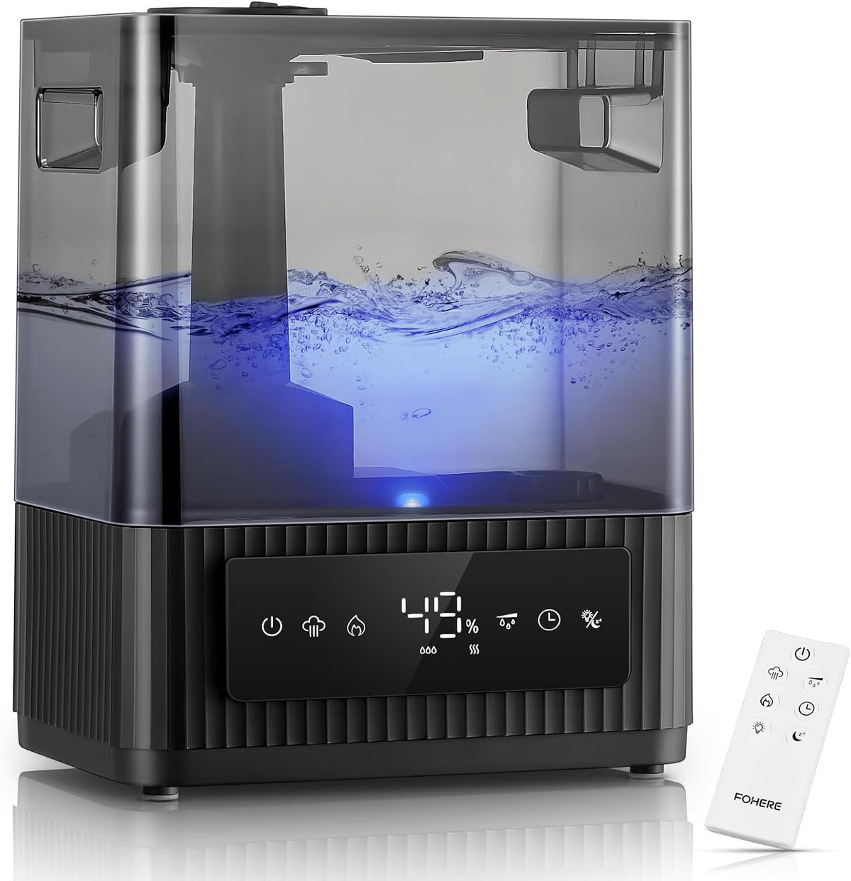 FOHERE 6L Humidificateur à brume froide et chaude de pour la maison, Humidificateur ultrasonique avec remplissage par le haut pour les bébés
