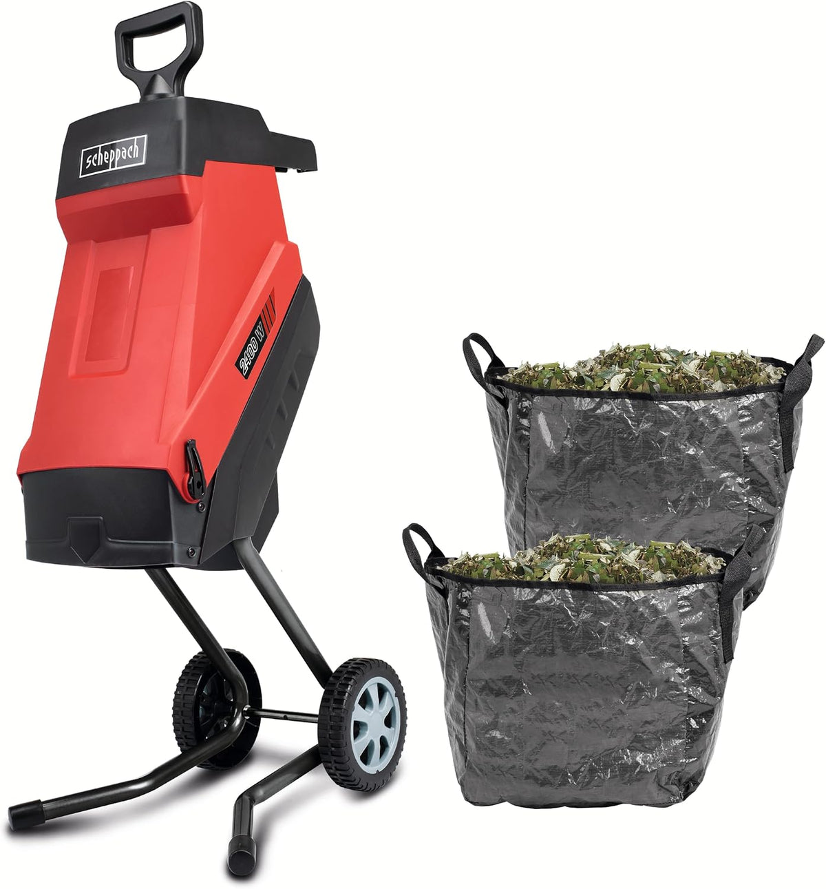 Scheppach Broyeur de Jardin électrique 2 en 1 GS55-2400W - 45 litres, Broyeur & collecteur, Jusqu'à 45 mm d'épaisseur, 2 Couteaux réversibles montés