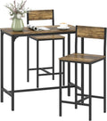 HOMCOM Ensemble 3 pièces avec table de bar et tabourets, style industriel, avec repose-pieds, dossier, cadre en métal