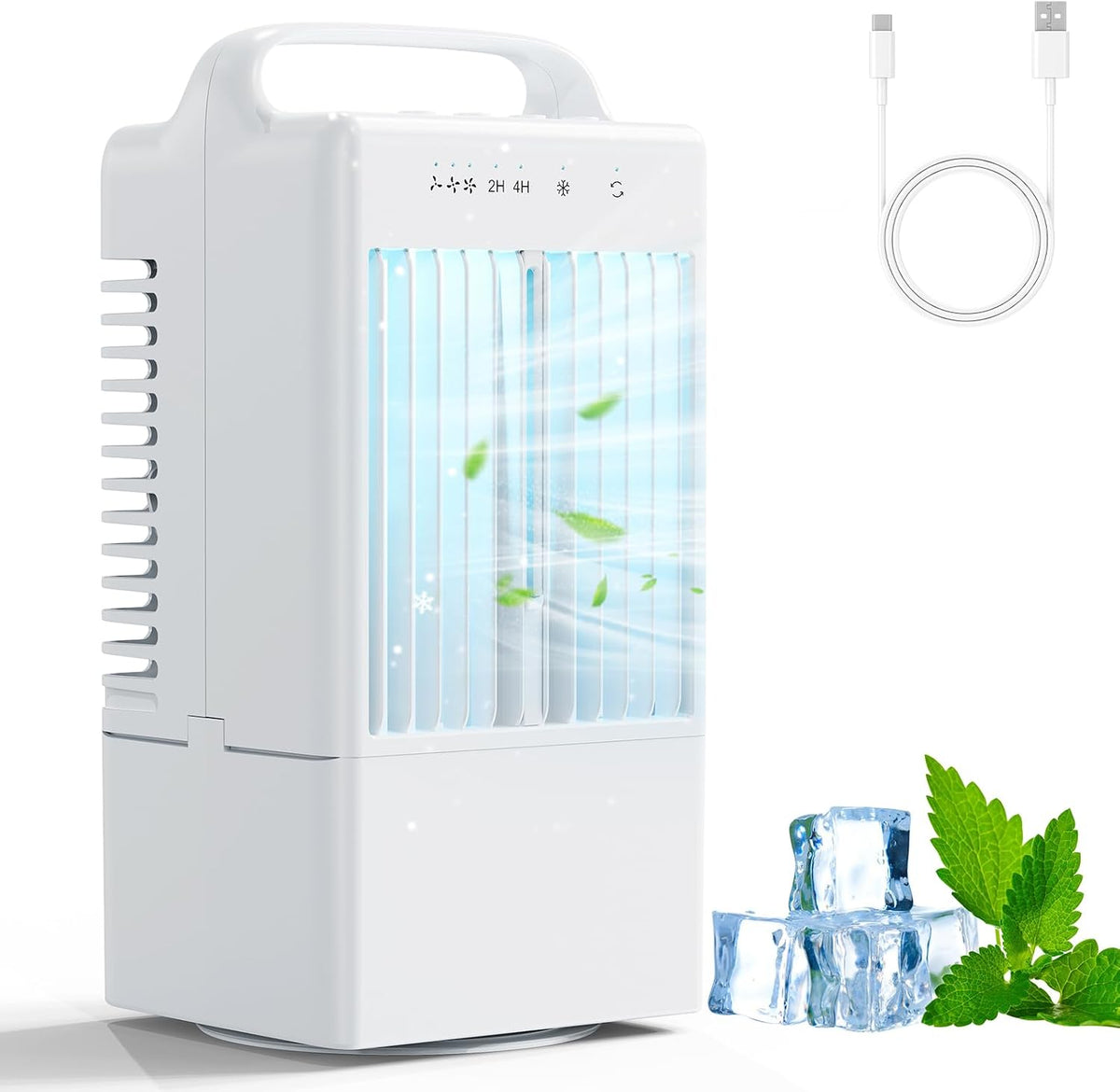 Evacuation Climatiseur Mobile, Rafraichisseur d'air Silencieux avec Vitesses, Oscillation, Modes de Brumisation pour Cuisine Chambre, Bourgogne