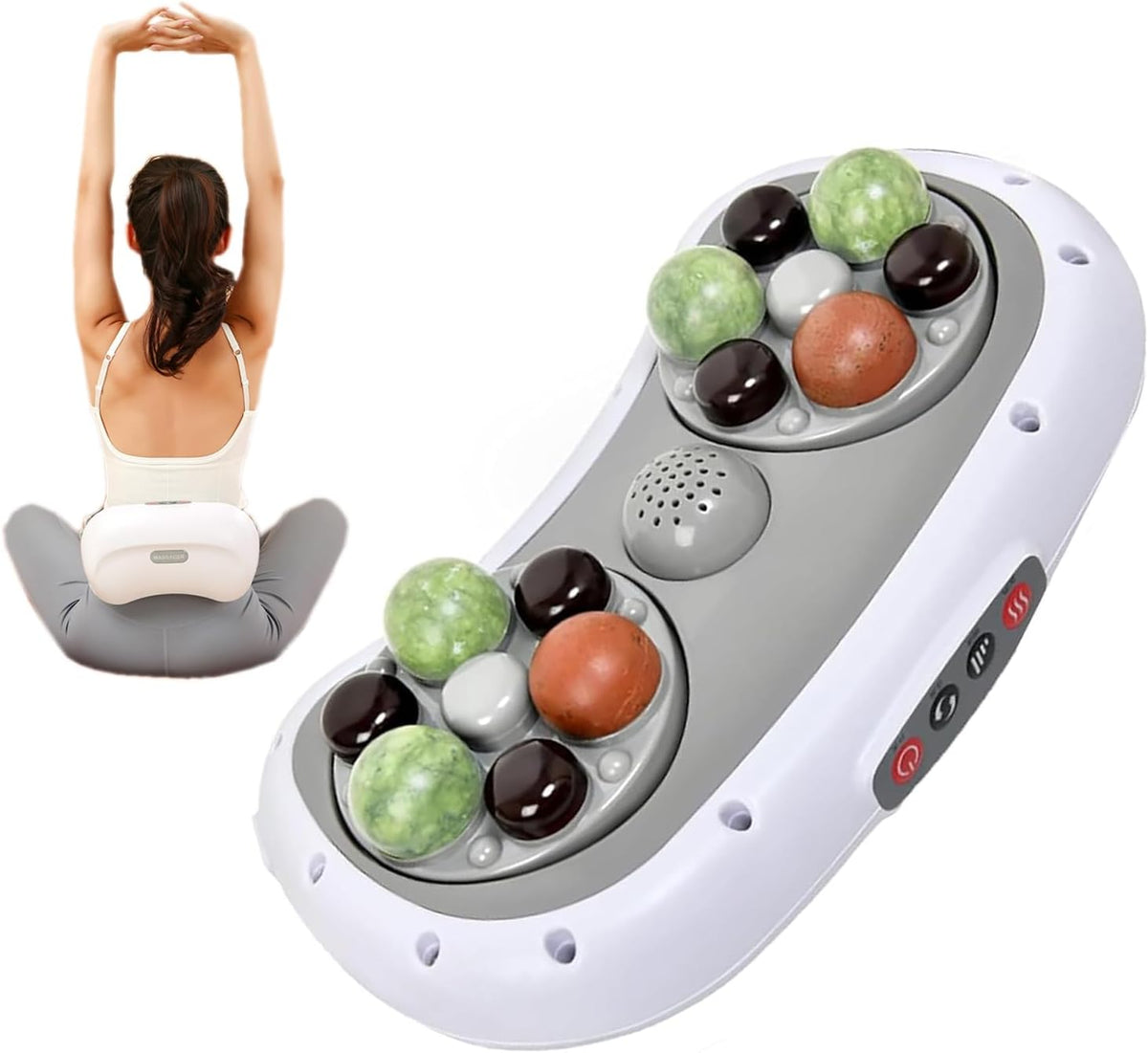 Instrument De Pétrissage Du Ventre En Pierre Bienne, Masseur Abdominal Électrique, Ceinture Chauffante Du Ventre À 45 ° C, Massage À Double Disque