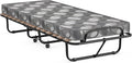 GIANTEX Lit Pliant 80x190 cm avec Matelas en Mousse avec Mémoire de Forme, Lit d'Appoint Pliable en Acier avec 4 roulettes Universelles pour Maison