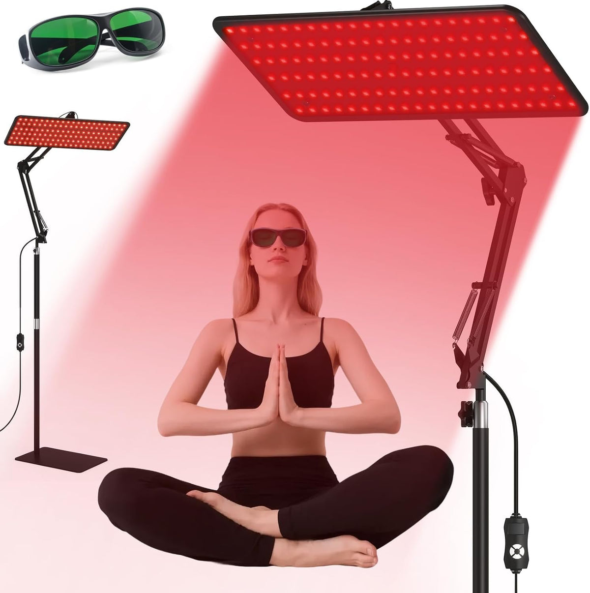 Lampe de thérapie par lumière rouge et panneau lumineux infrarouge, 120 LED avec longueurs d'onde de 660 nm
