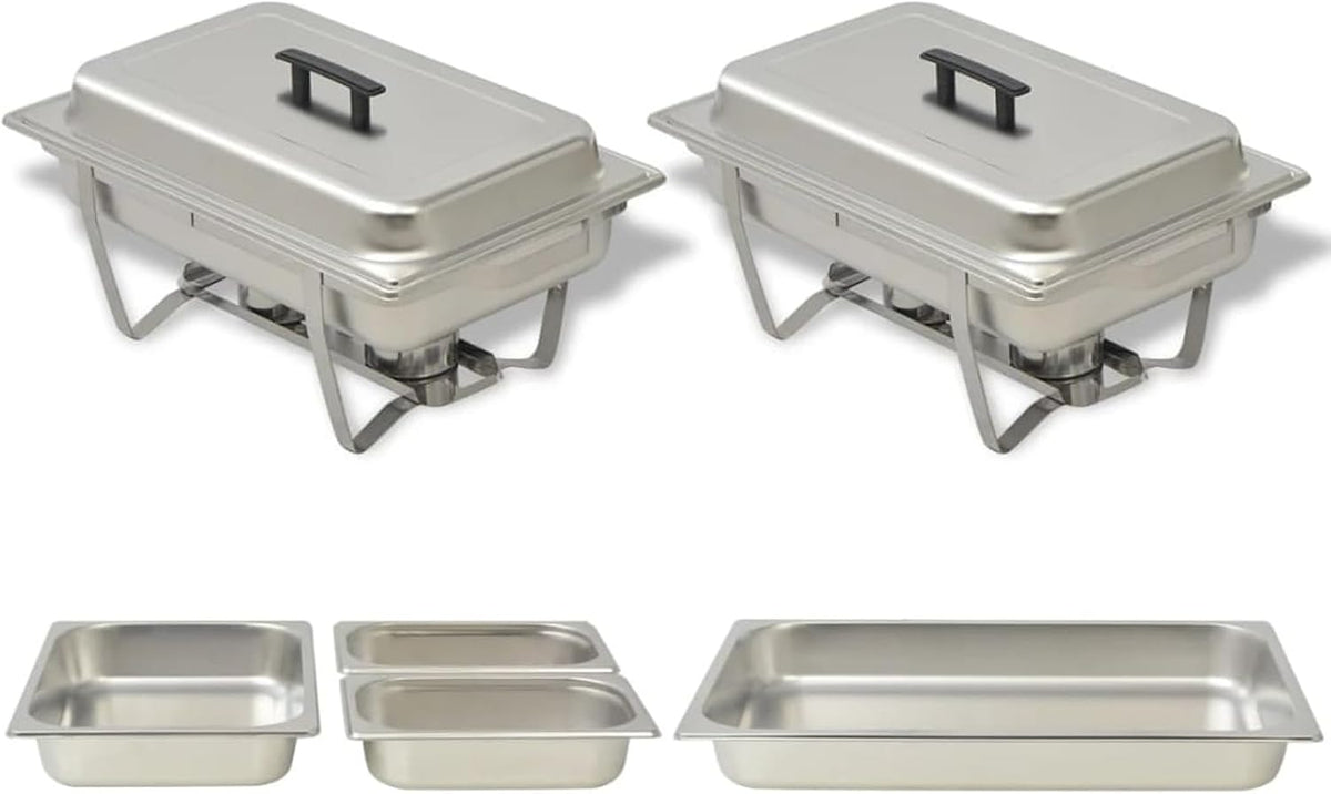 Tidyard Ensemble de Chauffe-Plats 2 pcs Acier Inoxydable Style A