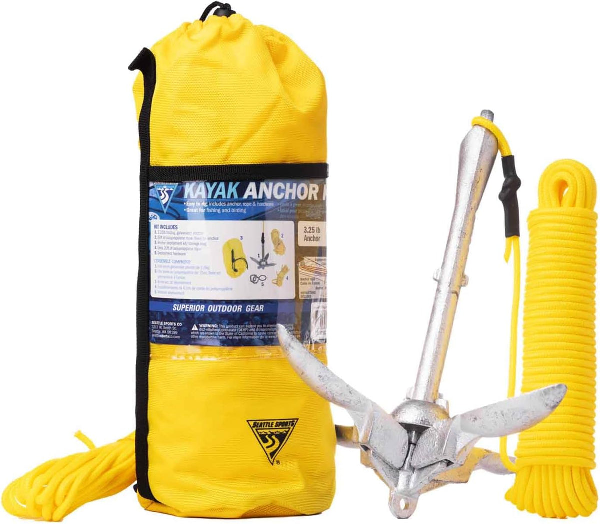 Seattle Sports Kits d'ancrage pour Kayak, 1,5 kg Unisexe, Noir, 3.25 Pound