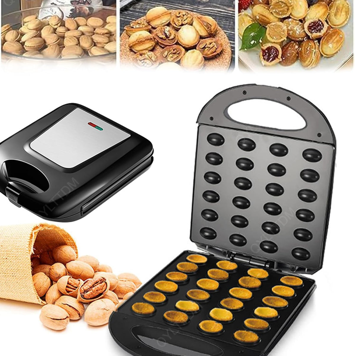Machine À Pain Électrique À Gaufres Aux Noix, 24 Pièces, Machine À Biscuits Aux Noix, 1400 W, Machine À Gâteaux Électrique Aux Noix Et Aux Noix