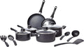 Amazon Basics batterie de cuisine antiadhésive en céramique 15 pièces, casseroles, poêles et ustensiles, noir
