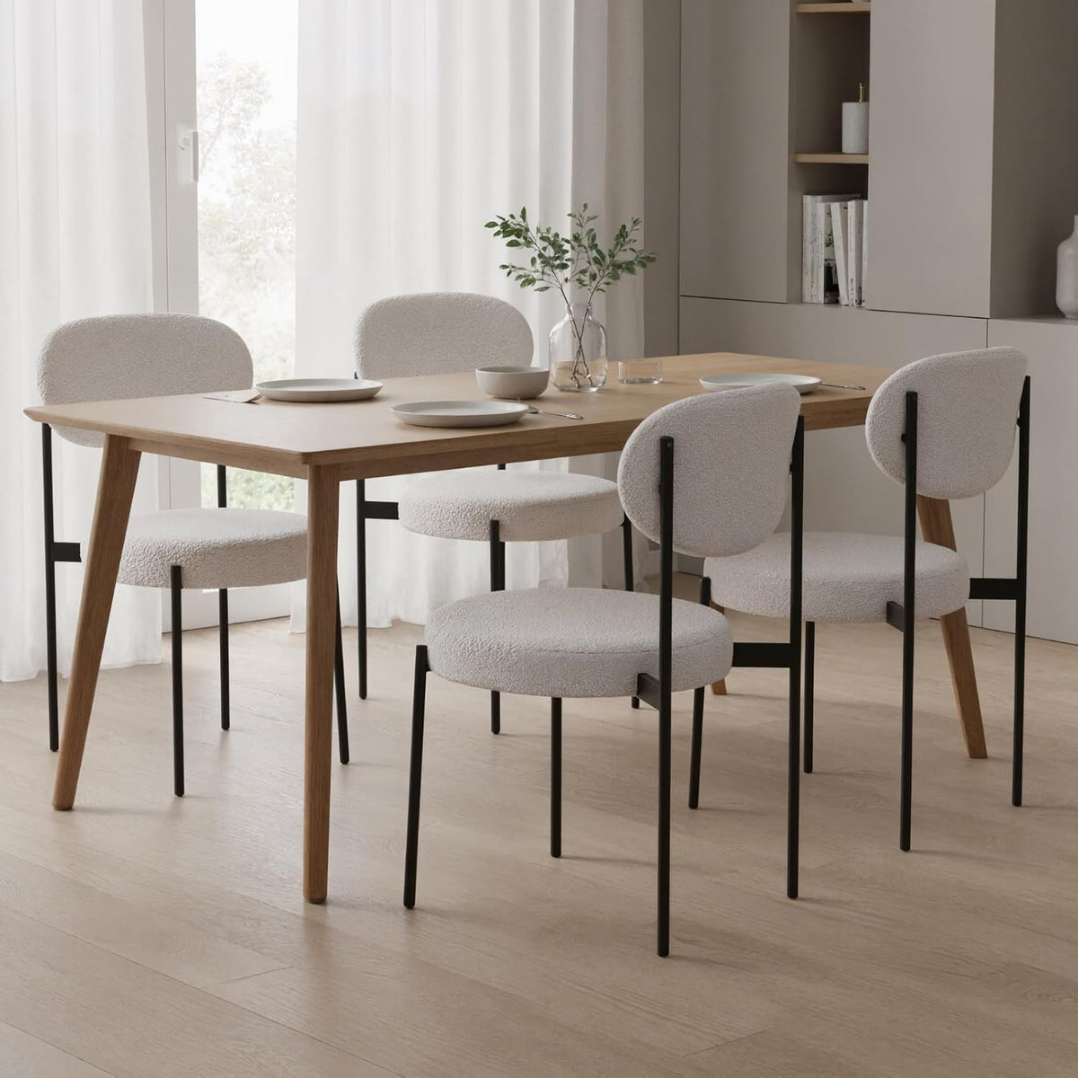 chairus Lot de 4 Chaises de Salle à Manger Modernes sans Accoudoirs Fauteuil Chambre en Fausse Fourrure avec Pieds en Métal (Blanc-4)
