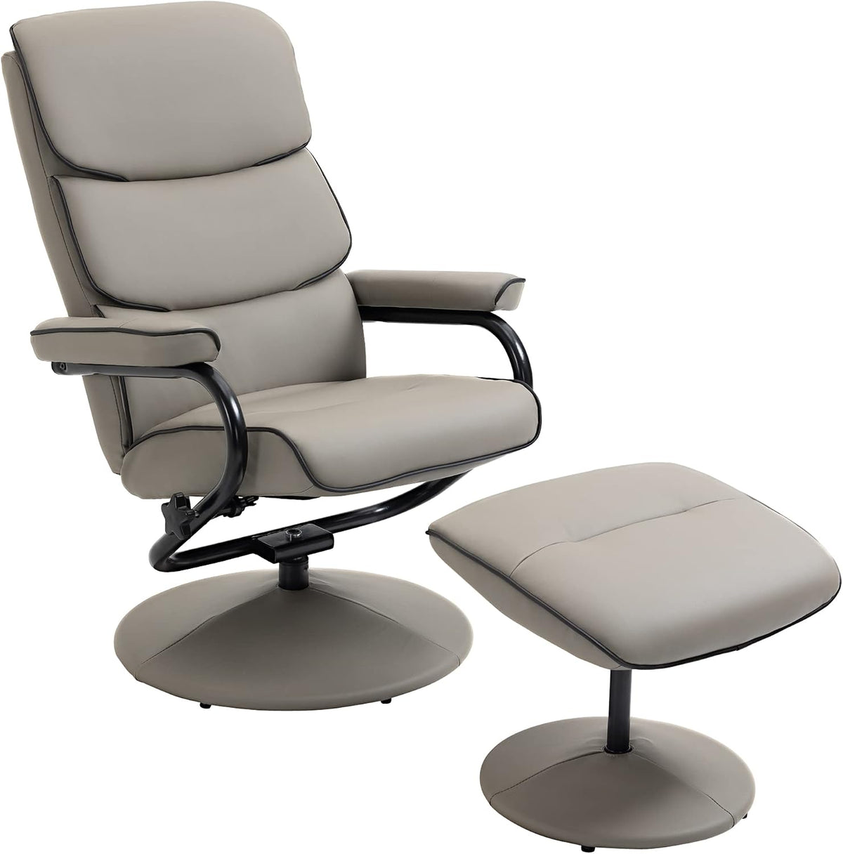 HOMCOM Fauteuil Relax avec Pouf, Fauteuil TV avec Dossier inclinable, siège pivotant à 360°, Assise rembourrée Confortable, jusqu'à 130 kg