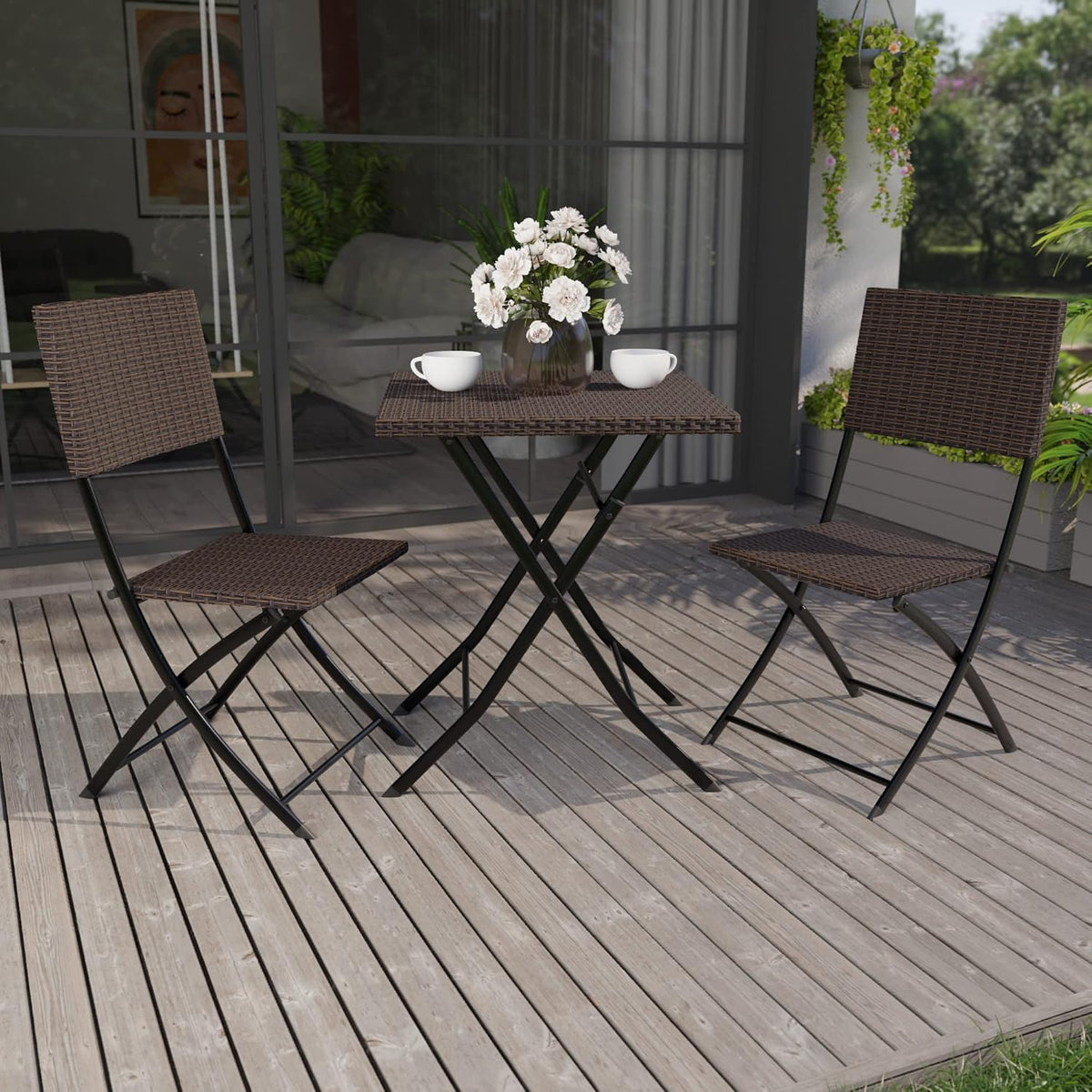 Garden Vida Ensemble bistrot de Jardin, Marron, H 72,5 x W 60 x D 60 cm Approx