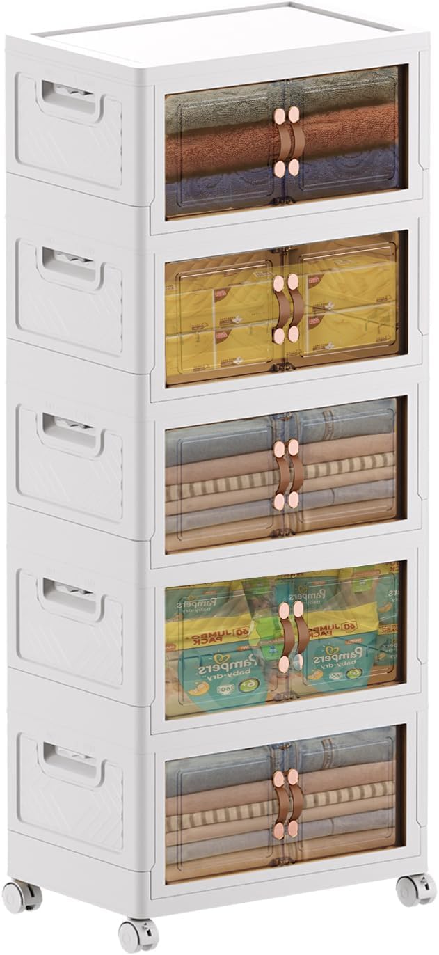 MECOLOR Armoire de rangement sans installation, casier en plastique multicouche pour salon domestique, armoire de rangement pliable de 55 litres