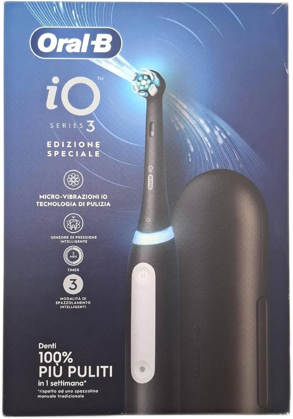 Oral-B Brosse à dents électrique rechargeable iO 3 noire, 1 tête de rechange