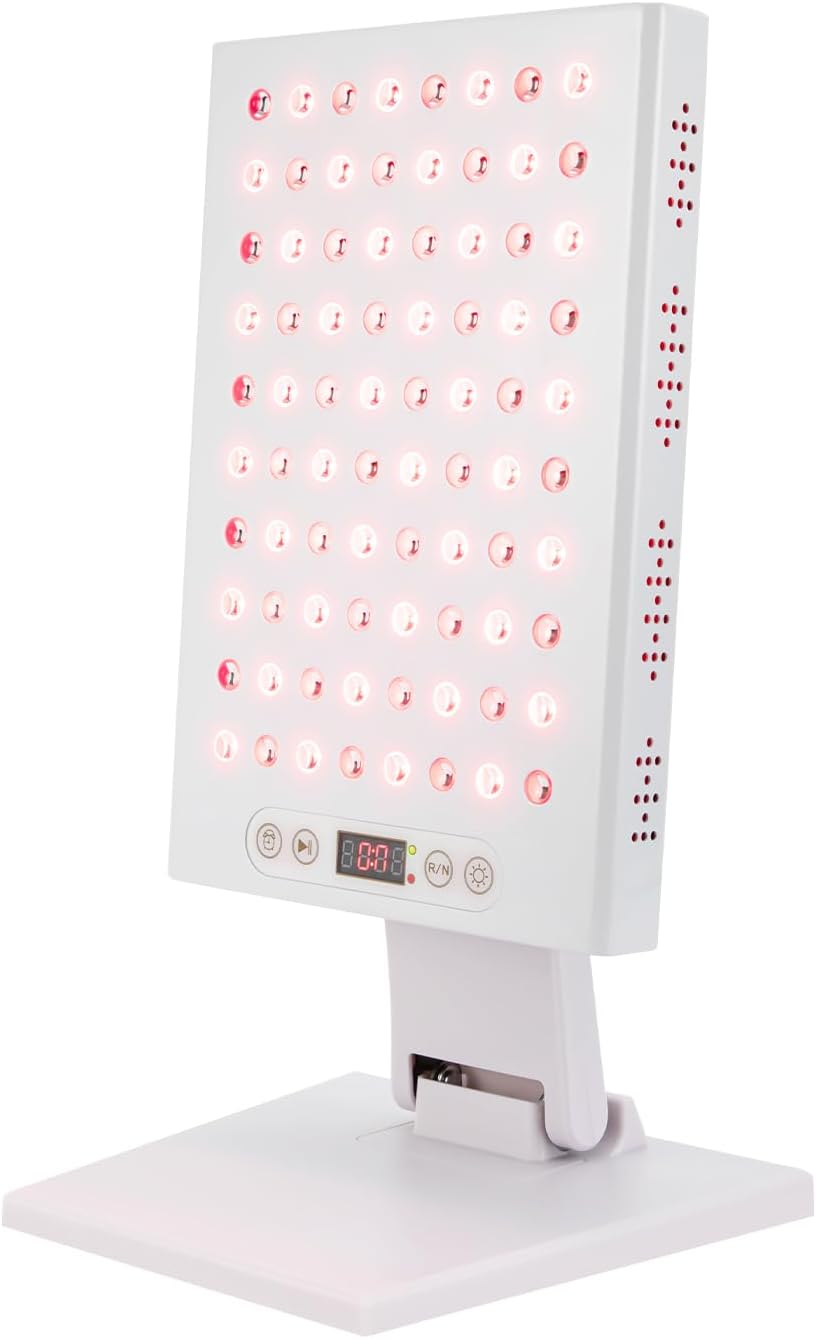 Atnhyruhd Lampe à lumière rouge pour le visage - Lumière rouge - 80 LED - Thérapie par lumière infrarouge - 625-700 nm