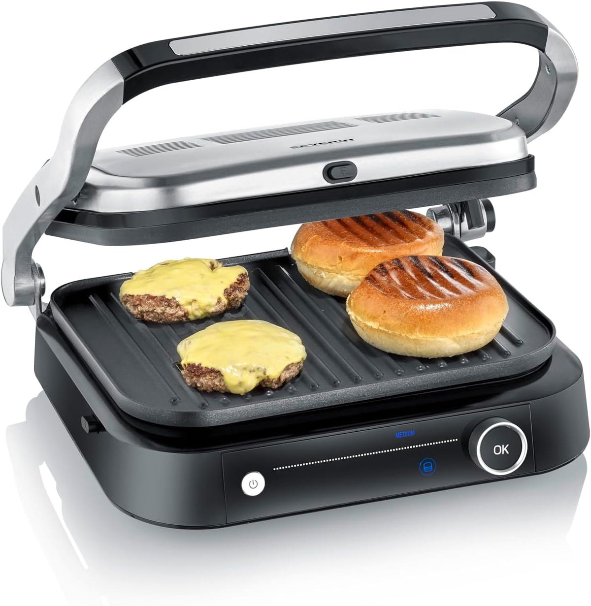 SEVERIN Multi-gril viande 7 programmes automatiques, Gril électrique multifonction pour légumes, steaks et paninis