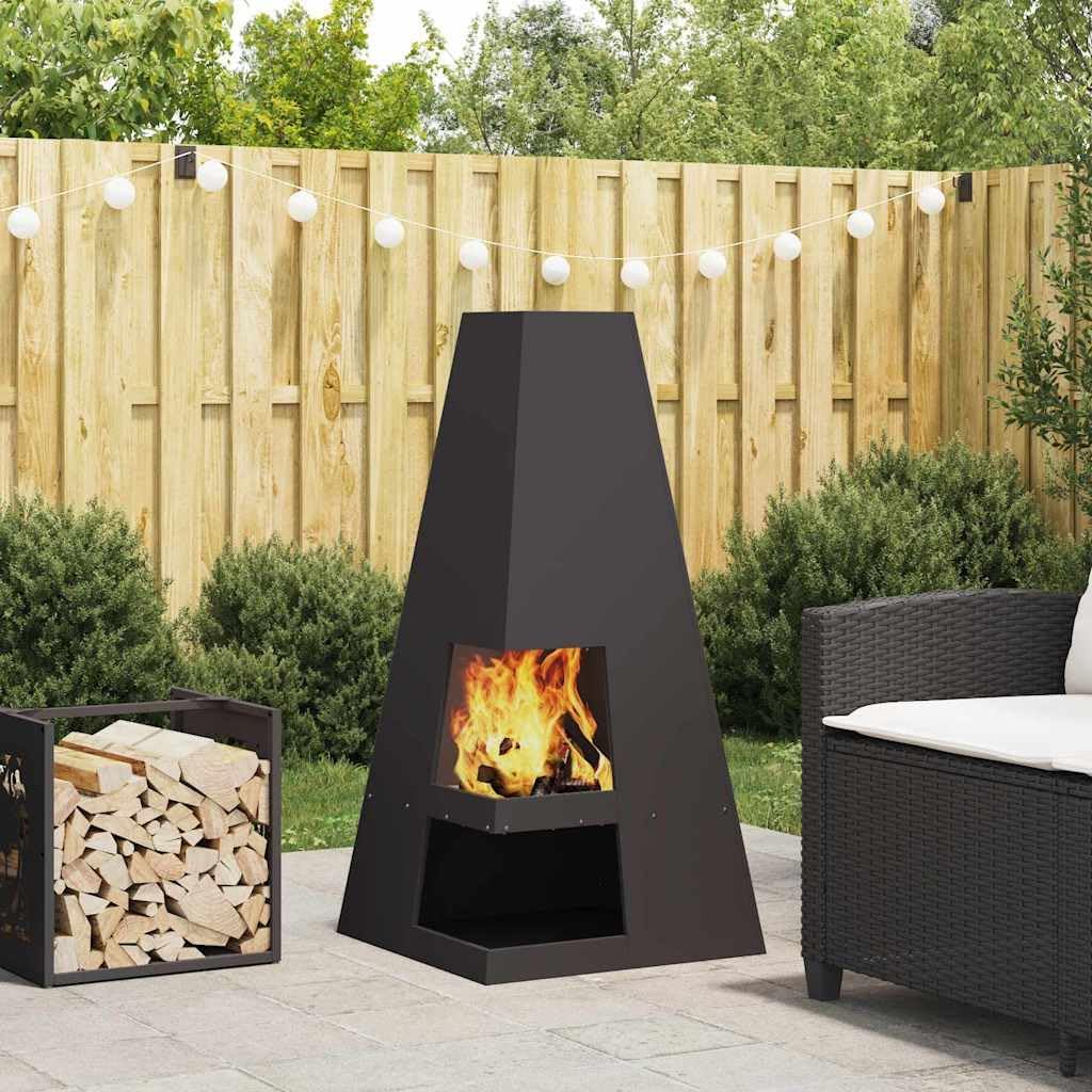 Braise Noir 50 x 50 x 100 cm Acier Brasero, feu Multifonctionnel Foyer Extérieur pour Jardin, Chauffage, Terrasse, Camping -B