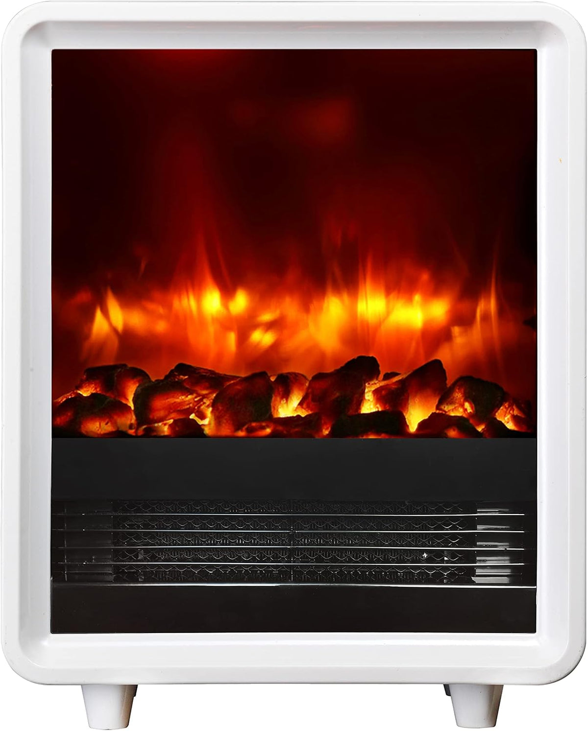 BALDERIA cheminée électrique autoportante George, Foyer sur Pieds avec Effet de Flammes 3D, Chauffage 2000W, éclairage LED
